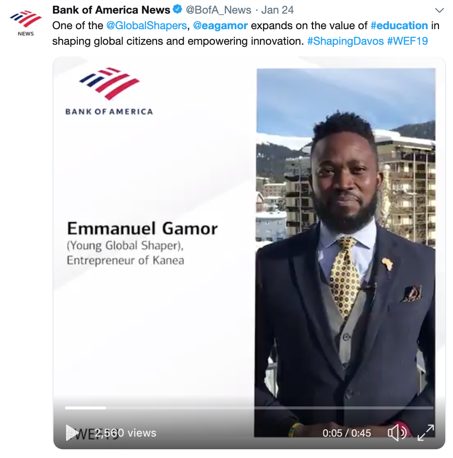 Bank of America - Education Emmanuel Agbeko Gamor - Davos 
